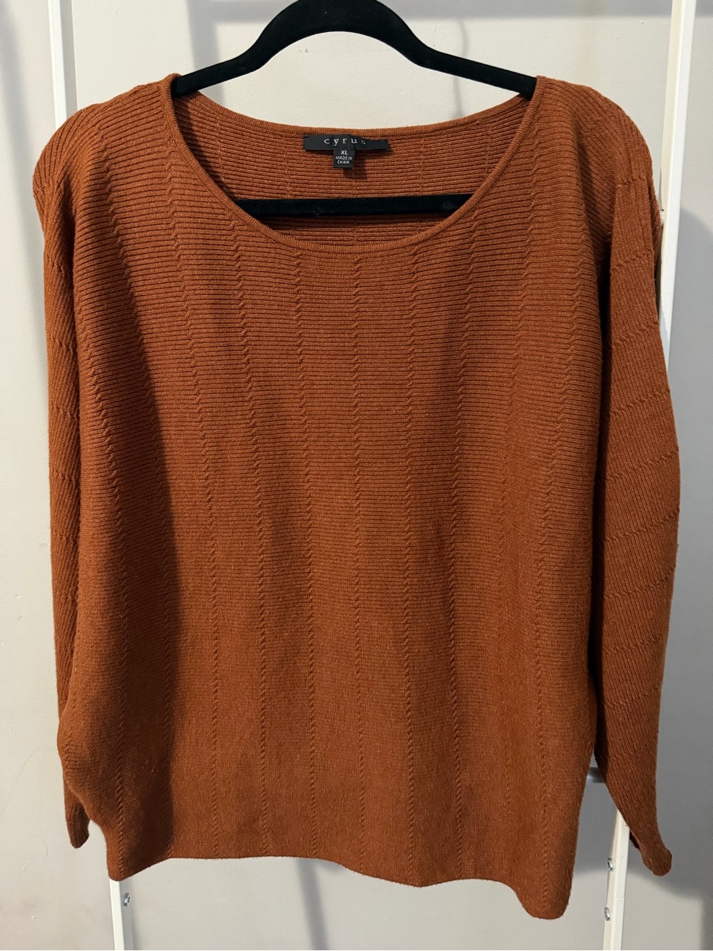 Cyrus Burnt Orange Scoop Neck Knit Sweater